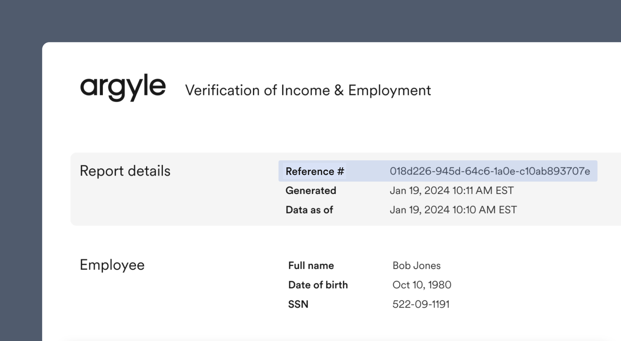 The reference number will be listed at the top of the report.