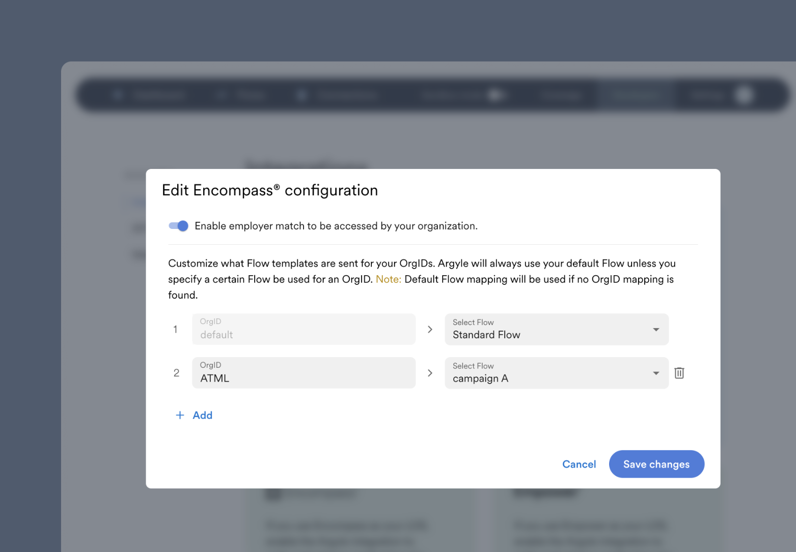 You can assign Flows to specific Encompass OrgIDs.