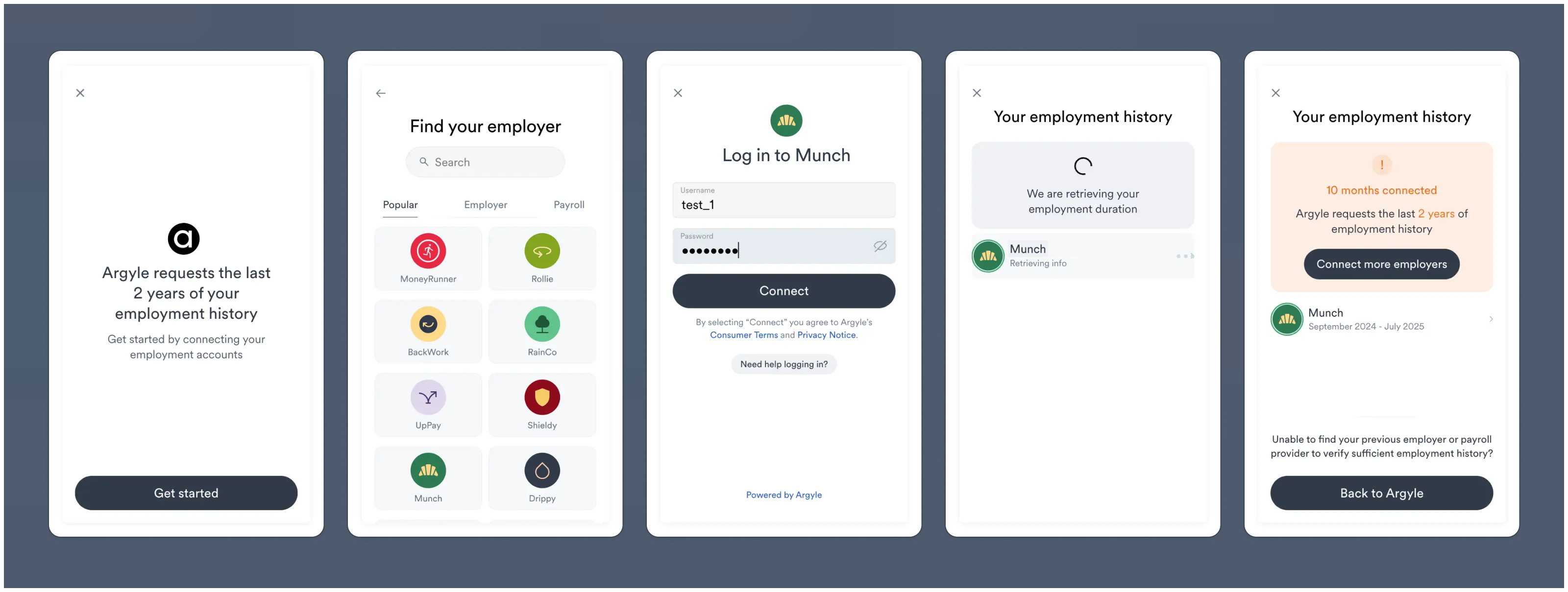 User is prompted to connect additional employers after insufficient employment history