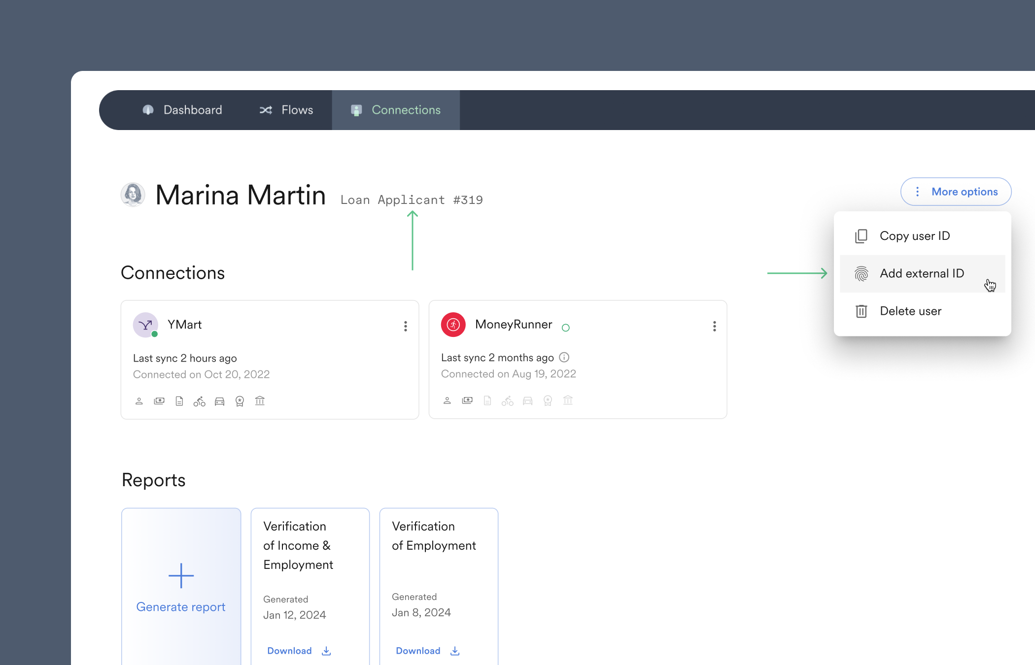 External identifiers can be used to categorize and search through users.