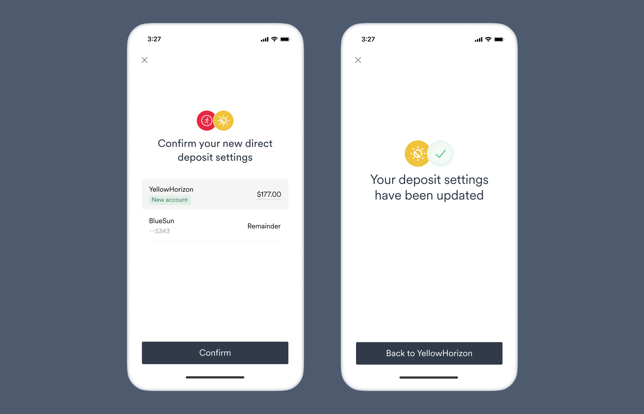 Deposit switching flow for exact amounts.